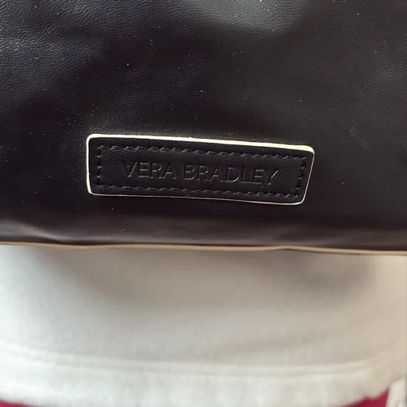 Vera Bradley  backpack   vegan leather  black/white edging cinch top/flap NWOT - Picture 3 of 17